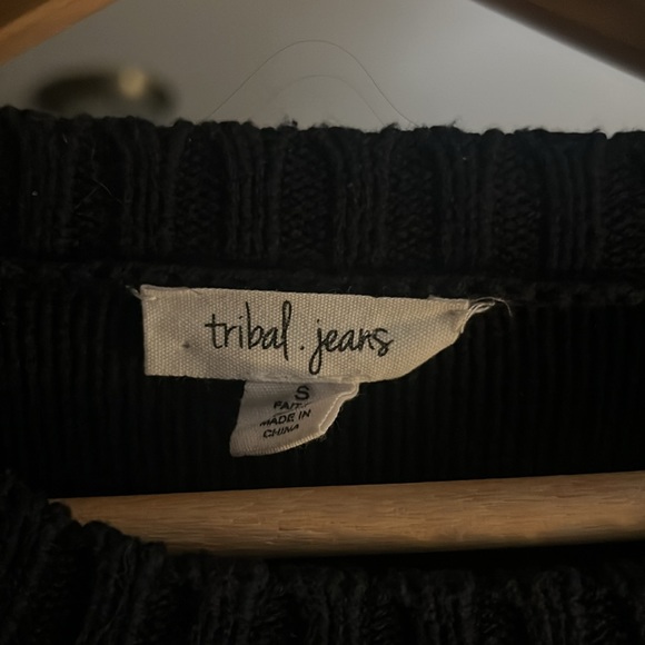 Tribal Jeans Blue Ombré Crew Neck Long Sleeve Cable Knit Sweater Size Small - Picture 2 of 2